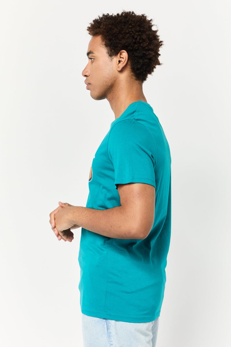 Celio Men Crew Neck Short Sleeve Graphic T Shirt, Electic Blue - Image 3